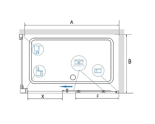 Душевой уголок RGW Classic CL-48-1 160x80 320948168-011 профиль Хром стекло прозрачное