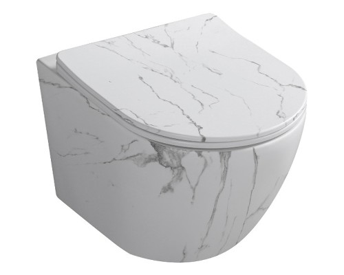 Унитаз Ceruttispa Sella Aria Tornado MMW CT9532 подвесной Белый матовый мрамор с сиденьем Микролифт