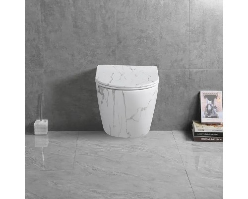 Унитаз Ceruttispa Sella Aria Tornado MMW CT9532 подвесной Белый матовый мрамор с сиденьем Микролифт