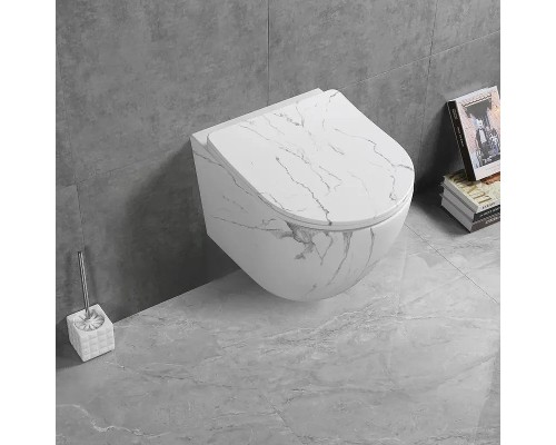 Унитаз Ceruttispa Sella Aria Tornado MMW CT9532 подвесной Белый матовый мрамор с сиденьем Микролифт