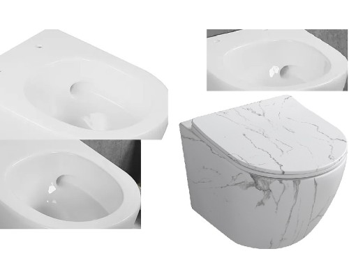 Унитаз Ceruttispa Sella Aria Tornado MMW CT9532 подвесной Белый матовый мрамор с сиденьем Микролифт