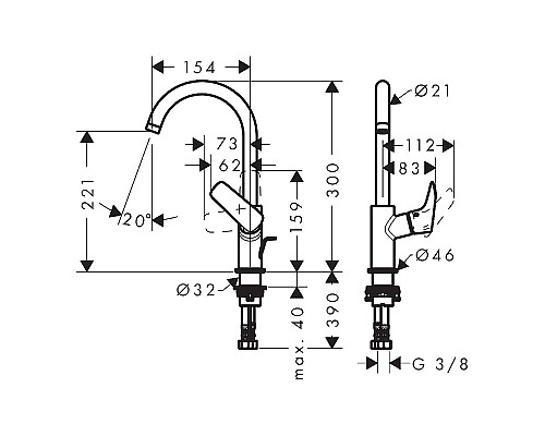 Смеситель для раковины Hansgrohe Logis 71130670 Черный матовый