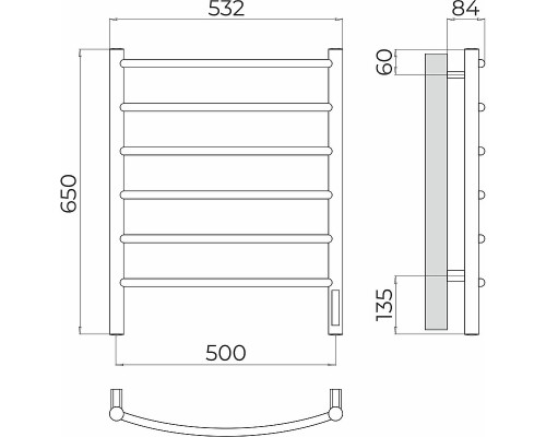 Электрический полотенцесушитель Terminus Классик П6 500х650 4670078531322 Хром