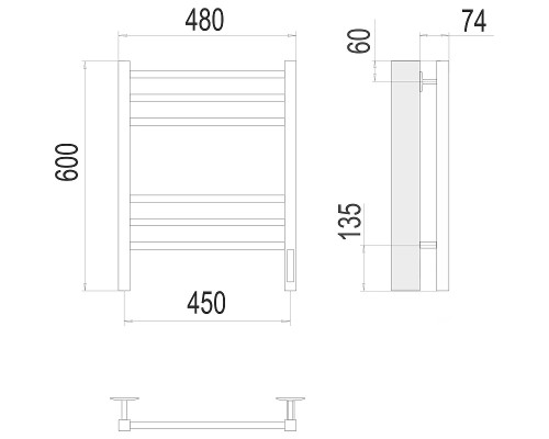 Электрический полотенцесушитель Terminus Сицилия П6 450х600 КС 9003 4670078527615 Белый матовый