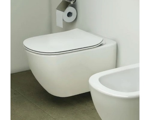 Комплект унитаза с инсталляцией Ideal Standard Tesi Aqua Blade с сиденьем Микролифт и Черной матовой клавишей смыва