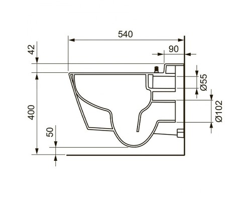 Унитаз Tece One 9700204 подвесной без сиденья