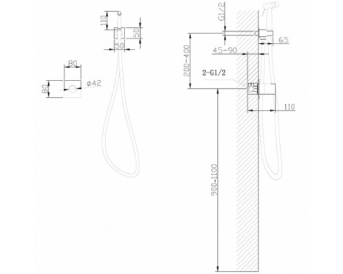 Гигиенический душ со смесителем Abber Rund AF8725 Хром