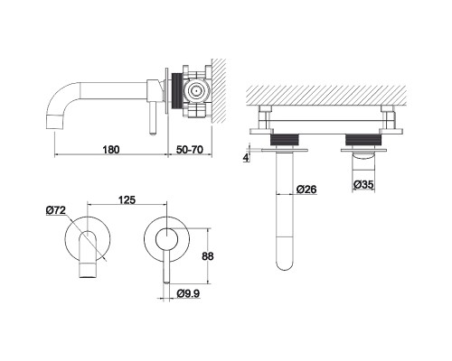 Смеситель для раковины Whitecross Y black Y1216BL Черный матовый