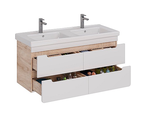 Тумба под раковину Lemark Olivia 125 LM08OL125T подвесная Белый глянец Дуб Кантри