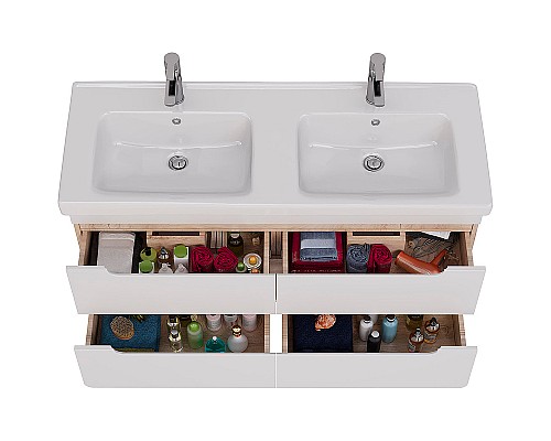 Тумба под раковину Lemark Olivia 125 LM08OL125T подвесная Белый глянец Дуб Кантри