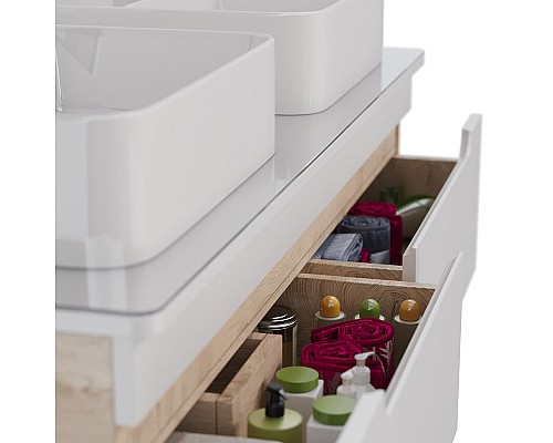 Тумба под раковину Lemark Olivia 125 LM08OL125T подвесная Белый глянец Дуб Кантри