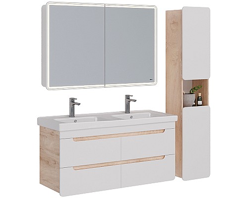 Тумба под раковину Lemark Olivia 125 LM08OL125T подвесная Белый глянец Дуб Кантри