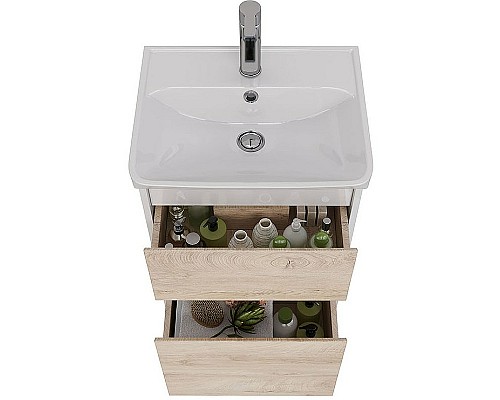 Тумба под раковину Lemark Combi 50 LM03C50T-dub подвесная Дуб кантри Белый глянец