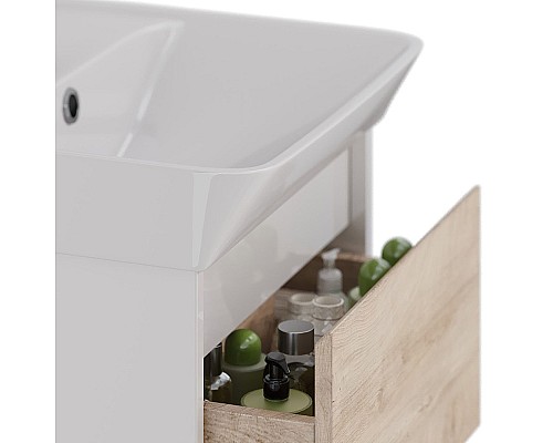 Тумба под раковину Lemark Combi 50 LM03C50T-dub подвесная Дуб кантри Белый глянец