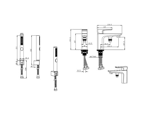 Смеситель на борт ванны Aquatek Вега AQ1044MB Черный матовый