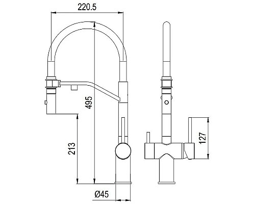 Смеситель для кухни Milacio Ultra MCU.557.SS Нержавеющая сталь