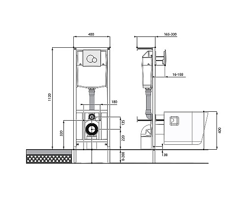 Комплект унитаза с инсталляцией Santek Бореаль 1WH501775 с сиденьем Микролифт и Черной матовой клавишей смыва