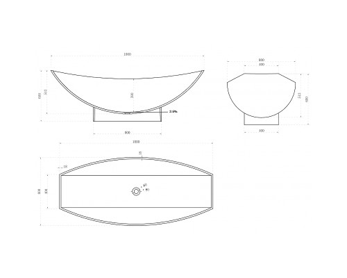 Ванна из искусственного камня Abber Stein 180x80 AS9610 без гидромассажа