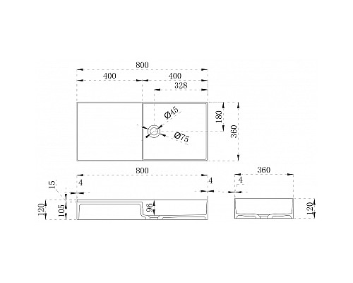 Раковина Abber Stein 80 AS2648 Белая матовая