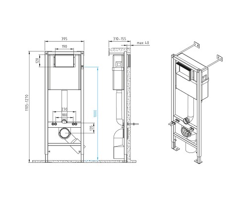 Инсталляция Cersanit Vector для унитаза с Белой клавишей смыва