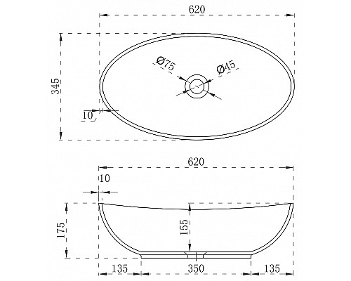 Раковина-чаша Abber Stein 62 AS2610 Белая матовая