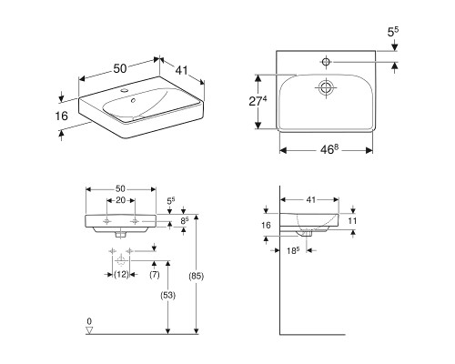 Раковина Geberit Smyle Square Белая