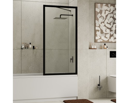 Шторка на ванну WasserKRAFT Abens 80 20W01-80 MB Fixed WasserSchutz профиль Черный матовый стекло прозрачное