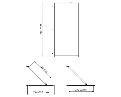 Шторка на ванну WasserKRAFT Abens 80 20W01-80 MB Fixed WasserSchutz профиль Черный матовый стекло прозрачное