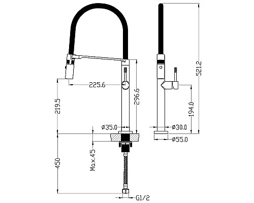 Смеситель для кухни Boheme Uno 114-SGM Оружейная сталь глянцевая