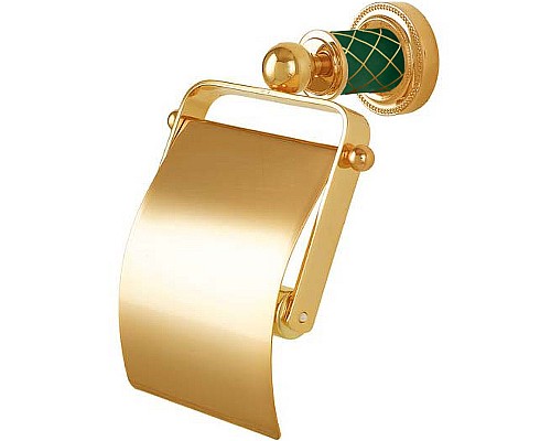 Держатель туалетной бумаги Boheme Murano 10901-GR-G с крышкой Золото Бирюзовый