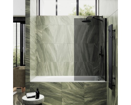Шторка на ванну Maybah Glass MGV-252-6ш 300x1400 в широком профиле Черный стекло графитовое