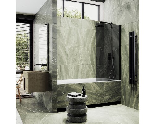 Шторка на ванну Maybah Glass MGV-252-6ш 300x1400 в широком профиле Черный стекло графитовое