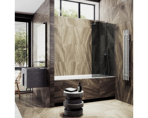 Шторка на ванну Maybah Glass MGV-78-5ш 400x1400 в широком профиле Хром матовый стекло графитовое