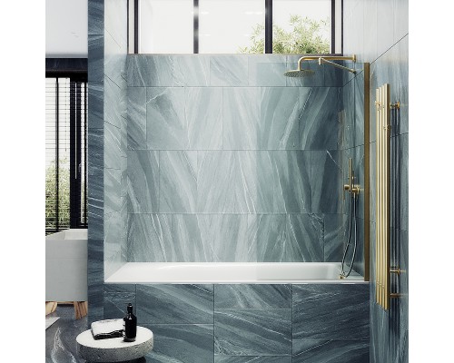 Шторка на ванну Maybah Glass MGV-61-3ш 500x1400 в широком профиле Золото стекло прозрачное