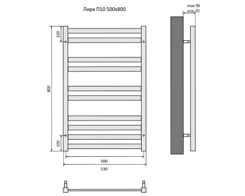 Водяной полотенцесушитель Aquatek Лира П10 500x800 AQ KP1080CH Хром