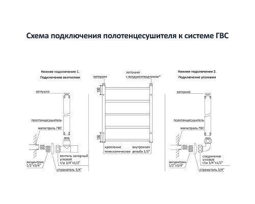 Водяной полотенцесушитель Aquatek Лира П10 500x800 AQ KP1080CH Хром