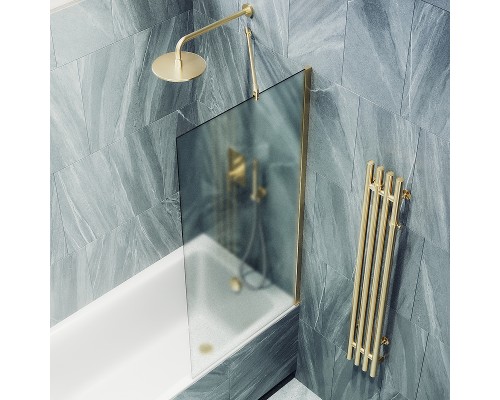 Шторка на ванну Maybah Glass MGV-93-3ш 700x1400 в широком профиле Золото стекло сатиновое