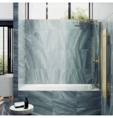 Шторка на ванну Maybah Glass 800x1400 в широком профиле Золото стекло прозрачное