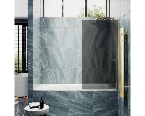 Шторка на ванну Maybah Glass MGV-88-3ш 800x1400 в широком профиле Золото стекло графитовое матовое
