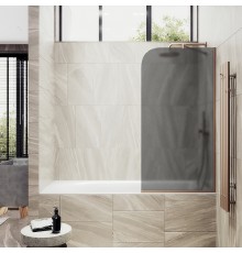 Шторка на ванну Maybah Glass 340x1400 в узком профиле Бронза стекло графитовое матовое