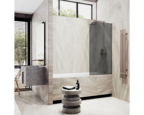 Шторка на ванну Maybah Glass MGV-129-2у 340x1400 в узком профиле Бронза стекло графитовое матовое