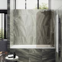 Шторка на ванну Maybah Glass 540x1400 в узком профиле Белый стекло бронзовое матовое