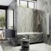 Шторка на ванну Maybah Glass 540x1400 в узком профиле Белый стекло бронзовое матовое
