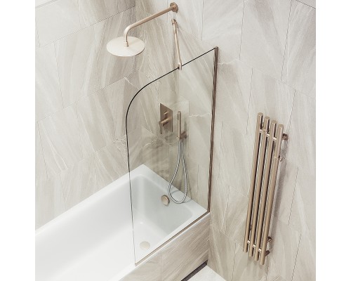 Шторка на ванну Maybah Glass MGV-59-2у 600x1400 в узком профиле Бронза стекло прозрачное