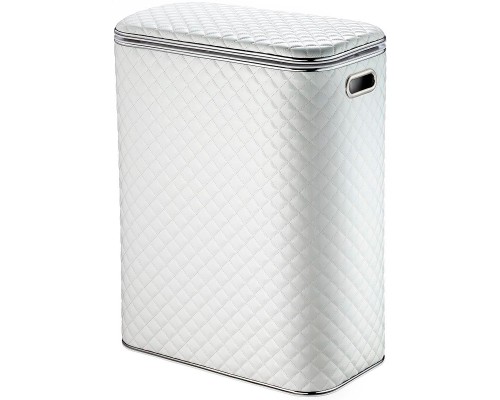 Корзина для белья Geralis SWH-B Ромб стежка Белая, кант Хром, стандартная