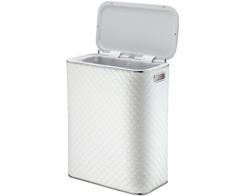 Корзина для белья Geralis SWH-B Ромб стежка Белая, кант Хром, стандартная