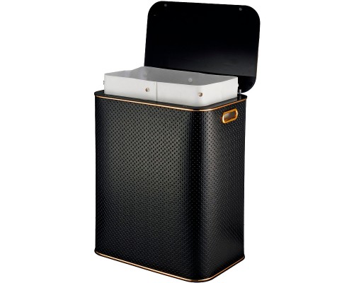 Корзина для белья Geralis PBG-S Punto Черная, кант Золото, большая