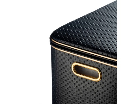 Корзина для белья Geralis PBG-S Punto Черная, кант Золото, большая