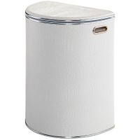 Корзина для белья Geralis KWH-O Croco Белая, кант Хром, полукруглая