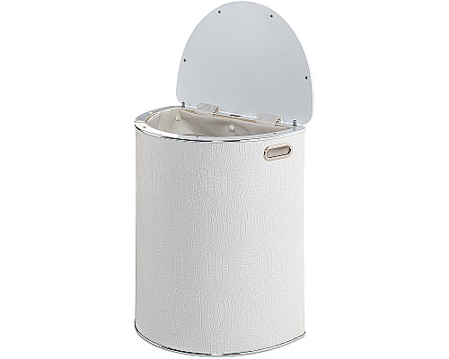 Корзина для белья Geralis KWH-O Croco Белая, кант Хром, полукруглая Корзина для белья Geralis KWH-O Croco Белая, кант Хром, полукруглая